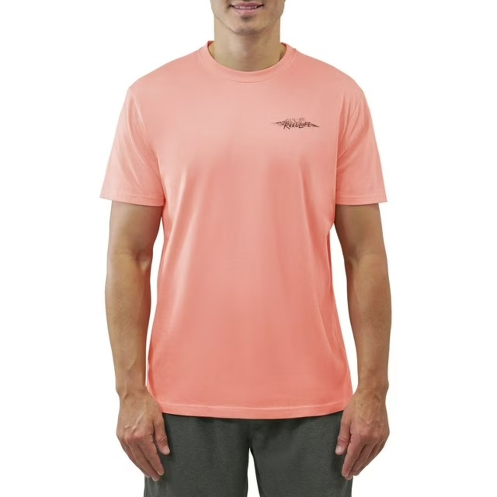 Reel Life Mens Short Sleeve Graphic Tee Coral Medium Relaxed Fit T-Shirt NWT